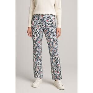 ANTHROPOLOGIE velour feel fei floral straight leg pants size 4 blue/pink/white